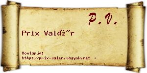 Prix Valér névjegykártya